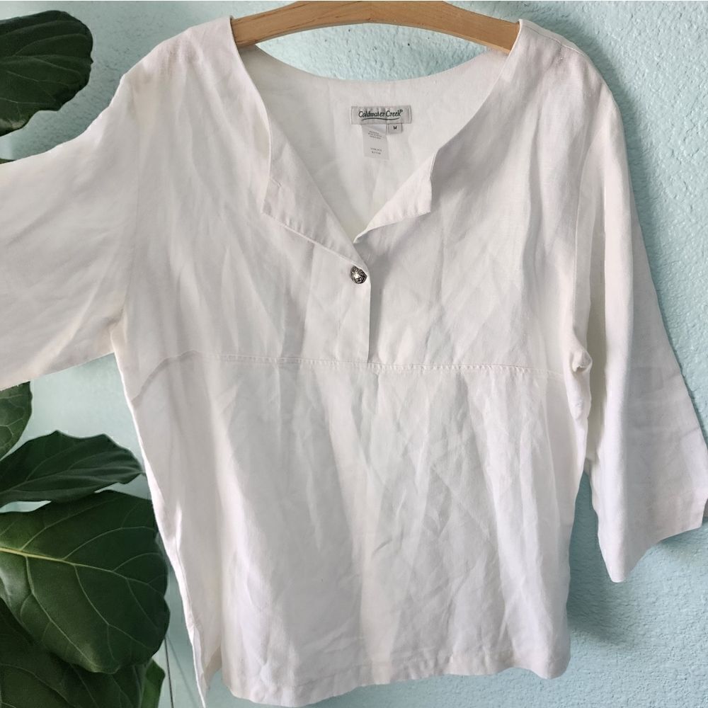 Coldwater creek linen boxi tunic blouse - Picture 7 of 15